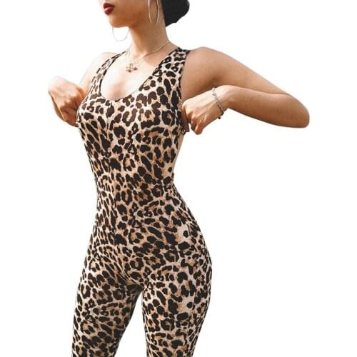 2020 Women Fitness Clothes Leopard Fitness Sport Yoga Jumpsuit Bandage Workout Exercise Runing Clothes Gym Clothing Outfits