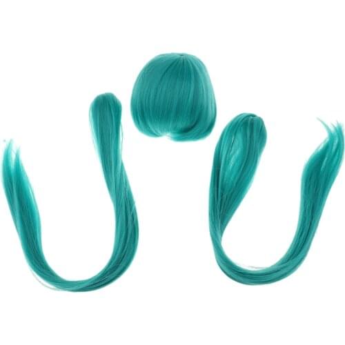 1/3 BJD Doll Synthetic Short Straight Wig with Ponytail for Night Lolita Doll Wig Hair Accessories Green