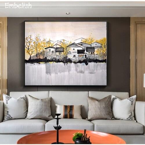 1 Pieces Chinese Style Countryside Landscape Wall Art Pictures For Modern Home Decor HD Print On Canvas Oil Painting Living Room