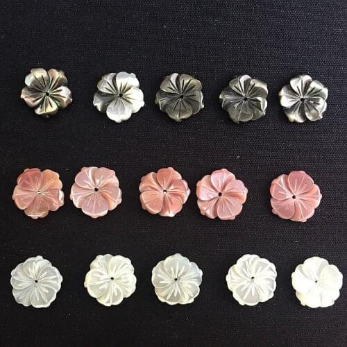 10pcs 15mm Shell Beads Pink White Natural Mother Of Pearl Shell Flower Beads Texture Curved Spacer DIY Jewelry Accessory Making