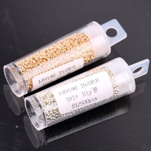 15/0 RR Round Miyuki Glass Seedbeads Japan Imported Beads 1.5mm Metallic Golden Silver DIY Beads For Garments Accessories 10g