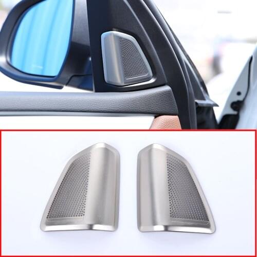 2pcs/set Stainless Steel Chrome Audio Speaker Cover Trim For BMW X5 F15 2014-2018 Car Styling Accessories