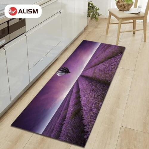 Non-slip Kitchen Mat Flannel Floor Mat Carpet Purple lavender Home Entrance Doormat Modern Rug Bedroom Living Room Tatami Tapete