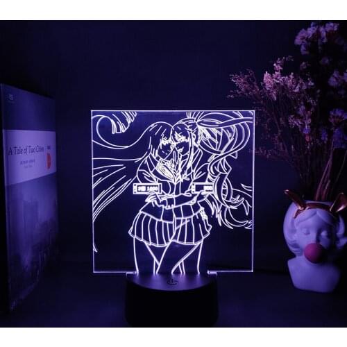 Anime Kakegurui Compulsive Gambler Figurine Yumeko Jabami x Mary 3D Night Light for Bedroom Decor Otaku Desk LED Lamp Collection