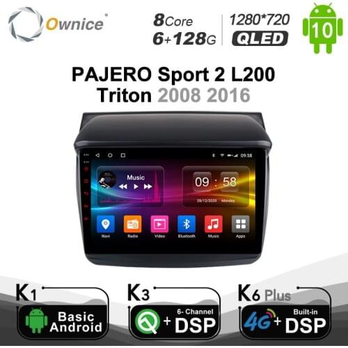 6G+128G QLED Android 10.0 Car Radio Audio FOR Mitsubishi PAJERO Sport 2 L200 Triton 2008 2016 GPS 8 Core DSP Optical 4G LTE