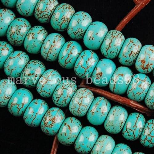 Free Shipping Fashion Jewelry 4x6mm 8x5mm Elegant Howlite Rondelle Loose beads 15.5" FG0715