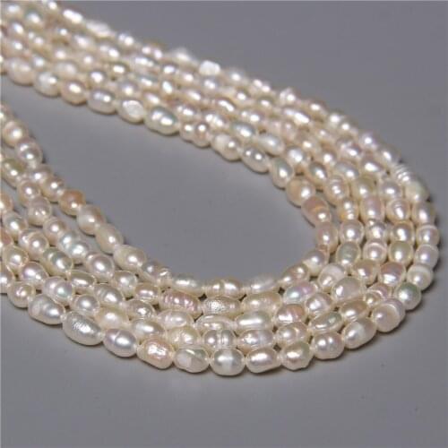 3mm Real Natural Freshwater White Rice Pearl Beads For Women Girl Jewelry Making DIY Bracelet Necklace Earrings 14'' Accessory