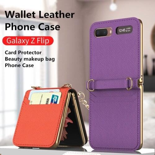 Wallet Leather Phone Case For Samsung Galaxy Flip5G Cover Solid Color Flip Cases Protective Magnetic adsorption Shockproof Shell