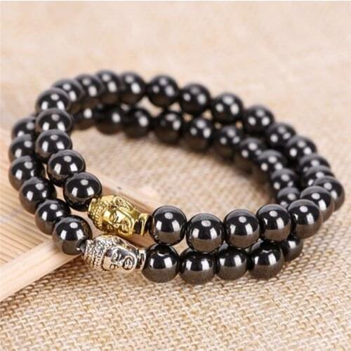 Black Magnetic Bracelet Beads Stone Therapy Magnet Hematite Beads Bracelet Weight Loss Health Care Slimming Product