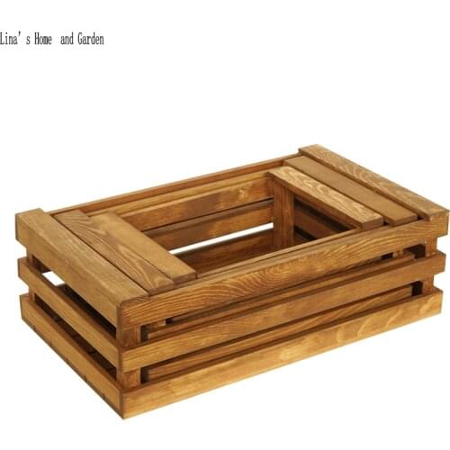 Fir wood nature finish rectangle handmade crate wooden