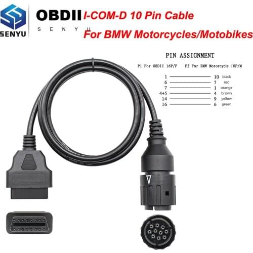 For BMW Motorcycles Motobikes ICOM D 10 Pin Cable ICOM-D OBD 2 OBD2 Car Diagnostic Auto Tool ODB2 Scanner Extension cable