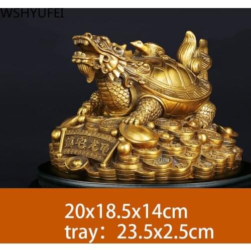1pc Chinese Style Fengshui Lucky Money Tortoise Home Decor Birthday Present Living Room Decorations Entrance Ornament with Tray