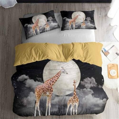 HELENGILI 3D Bedding Set Giraffe Print Duvet Cover Set Lifelike Bedclothes with Pillowcase Bed Set Home Textiles #CJL-13