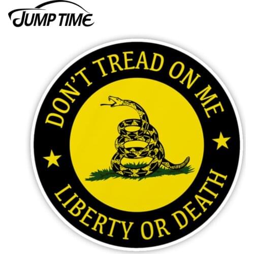 JumpTime 13cm x 13cm Don't Tread On Me Decal Sticker Laptop Car Window Stickers Gadsden Flag 2nd Guns Military Car Accessories