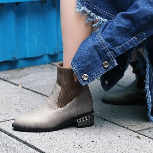 Chunky heel large short boots 43 44 45 46 47 48 pointy big skinny middle heel short boots 44-48