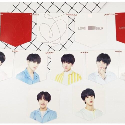 Kpop Bangtan Boys Poster Love Yourself Answer Hanging Flag Decoration Photocard Paper Cards Hanging Painting Surrounding