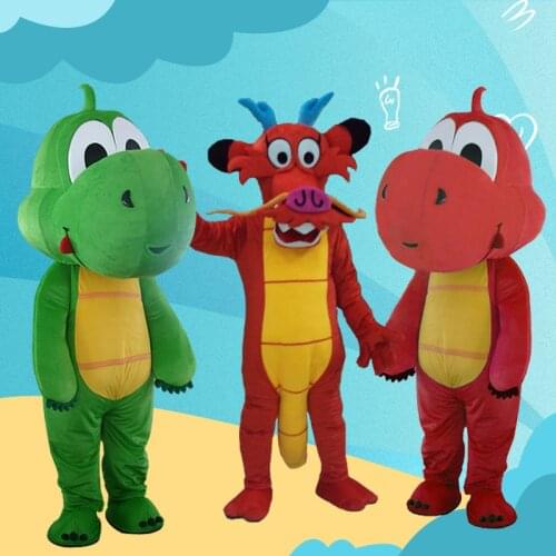 Red Dragon Green Dragon Dinosaur Mascot Costume Fancy Costume Cosplay Mascotte for Adults Gift for Halloween Carnival Party