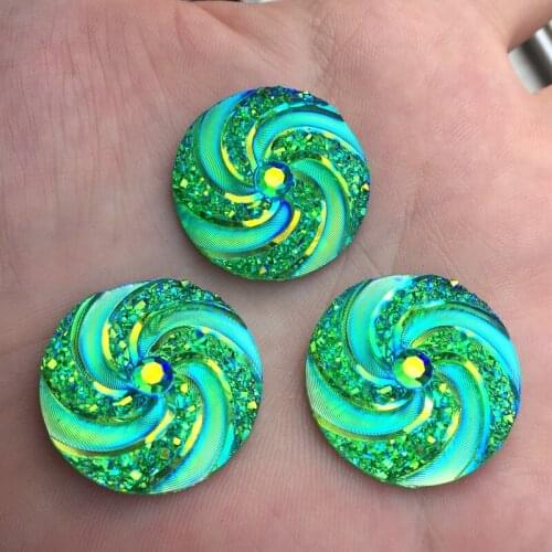 25mm Resin Flatback Round Strass flower beads diy Crystal embellishments accessories 12pcs/lot-E906