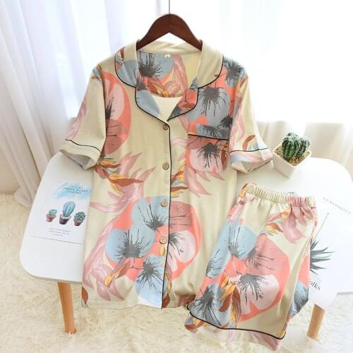 2020 Summer Womens Simple Short Knitted Pajamas 2 Piece Women Wear Shorts Pyjamas Loungewear Printing Sleepwear Home Clothes