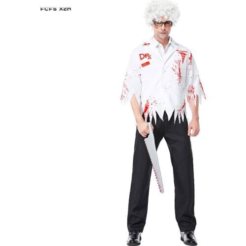 M-XL Halloween Horror Doctor Costume for Men Horrible bloody walking dead Cosplay Purim Carnival Nightclub Role play Party dress