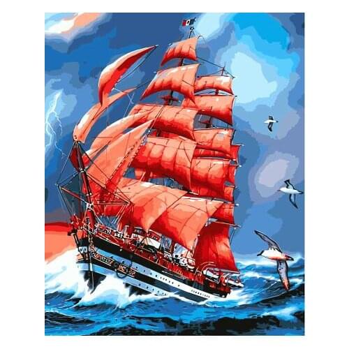 MaHuaf-W1266 scenes from scarlet sails Painting by numbers paint canvas Wall decoration painting for living room