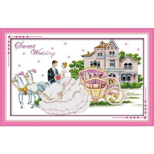 Sweet wedding cross stitch kit people 18ct 14ct 11ct count print canvas stitches embroidery DIY handmade needlework