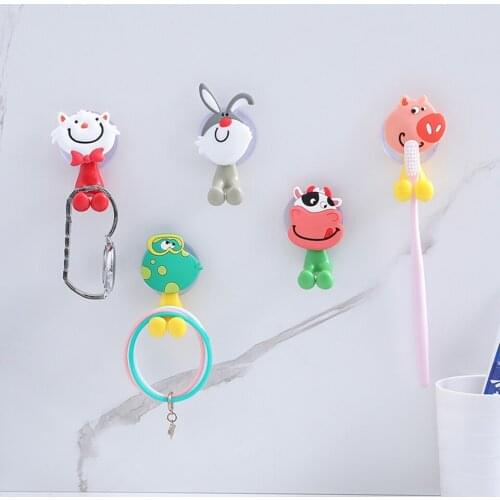 Multi-function Toothbrush Holder Wall Mounted Suction Cup Rabbit Cute Cartoon Pig Cat Bathroom Accessory