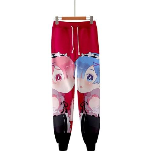2020 Fashion 3D Long Pants Men Women Re Zero Rem and Ram 3D Full Print Sweatpants Straight Harajuku Streetwear Casual Trousers