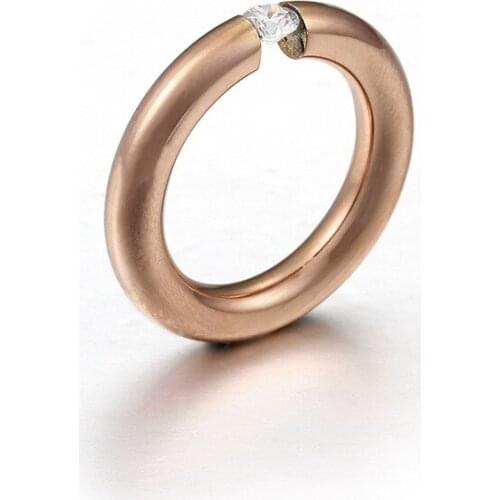 Fashion Rose gold Rings Women Stainless Steel Crystal Circle Finger Rings Jewelry