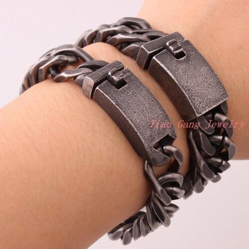 Fashion Mens Jewelry High Quality 316L Stainless Steel Cuban Curb Bracelet Men Curb Chain Bracelet Free Shipping