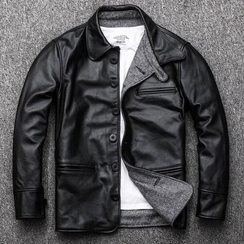 Genuine Jacket Men Autumn Cowhide Coat Short Slim Mens Cow Leather Jackets 2020 Chaqueta Cuero Hombre KJ1126