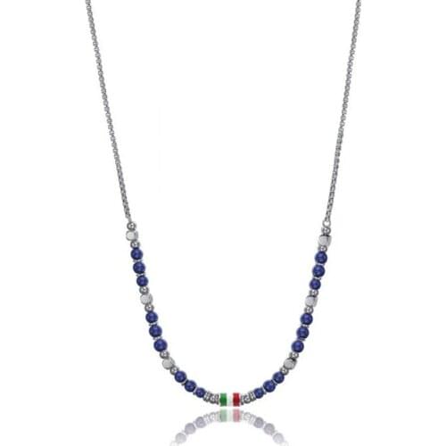 Runda Mens Stainless Steel Bead Necklace Fashion Enamel Pendant Jewelry Mens Holiday Gift