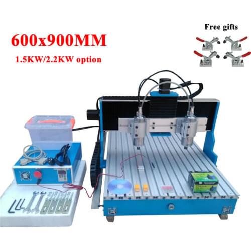 DIY cnc 6090 4axis 3axis two spindles router 2200w 1500w usb port Mach3 controller metal aluminum engraving milling machine kit