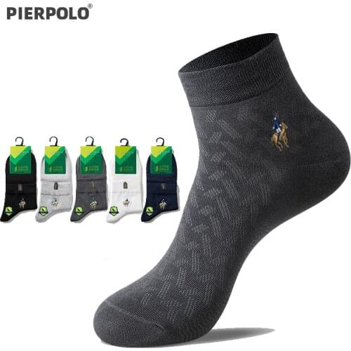 PIER POLO Socks Brand High Quality Modal Fiber Men Socks Embroidery Dress Socks Men Gifts Breathable Summer Socks 5 Pairs/Lot