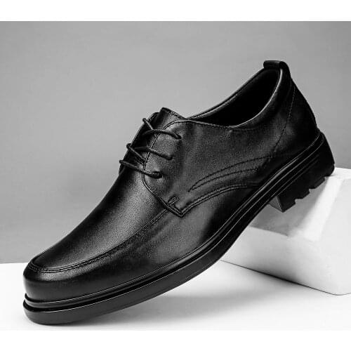 Newest Hot Leather Shoes Men Flats Fashion Mens Casual Shoes Brand Man Tooling Comfortable Lace Up Black Formal Business Oxford