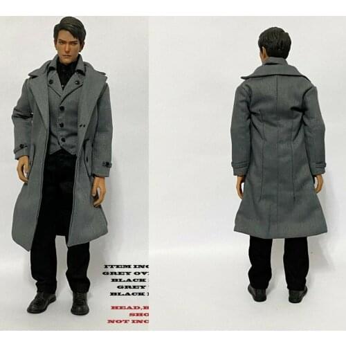 New 1/6 Scale Female Grey Coat Windbreaker Black Pants Sets Mens clothing suits CC307 For 12" Action Figure Body Doll in stock