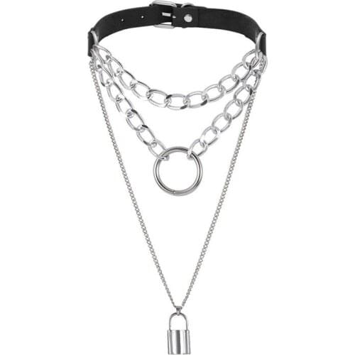 Egirl Choker Collar Gothic Necklace Lock Punk Goth Jewelry Harajuku Style Black Chocker Emo Grunge Aesthetic Accessories 2021