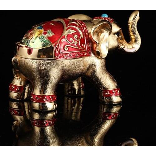 New creative zinc alloy animal shaped ashtray office retro personality dustproof metal ashtray with cover