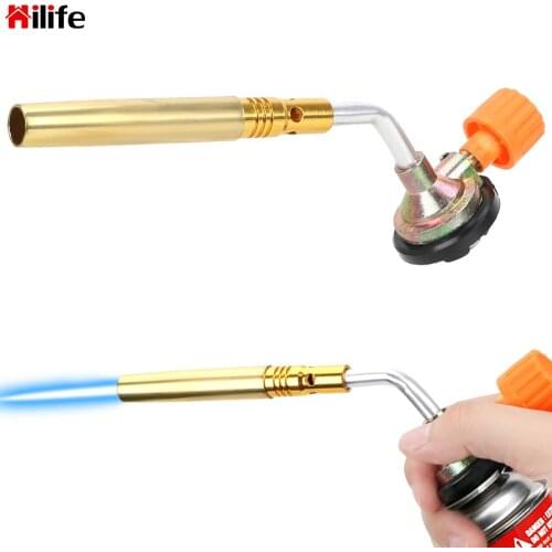 Portable Butane Gas Blow Torch Welding Torch Hand Ignition Flamethrower Burner Flame Gun Camping Welding BBQ Tool