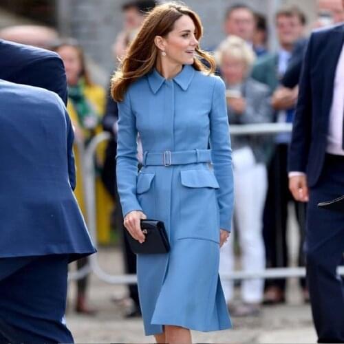 Kate Middleton Plus Size High Quality New Fashion Elegant Formal Office Lady Workplace Long Sleeve Blue Suit Coat
