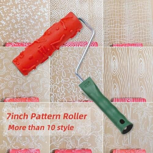 7inch Rubber Pattern Roller brush Paint roller Embossed Texture Painting Tools for Wall Decorative Household Brush