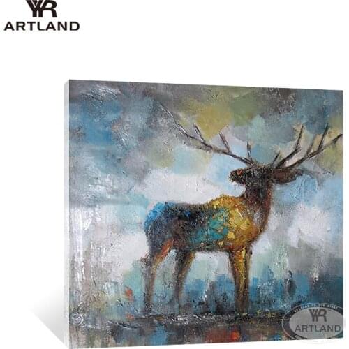 Christmas home decoration abstract animal elk deer pure handmade canvas oil painting for living room home decoration no framed