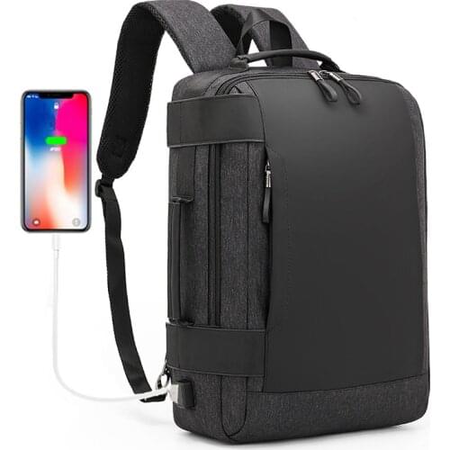 GABWE Mochila Backpack Large Capacity USB Charging Laptop Backpack 15.6 Inch Men Business Travel Backpack Anti-theft Waterproof