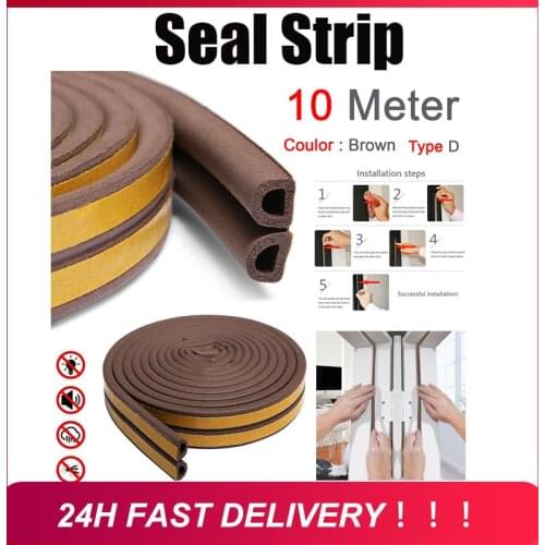 5/10M Self Adhesive Door Sealing Strips Brown White Self Adhesive Window Foam Wind Waterproof Sound Insulation Tools
