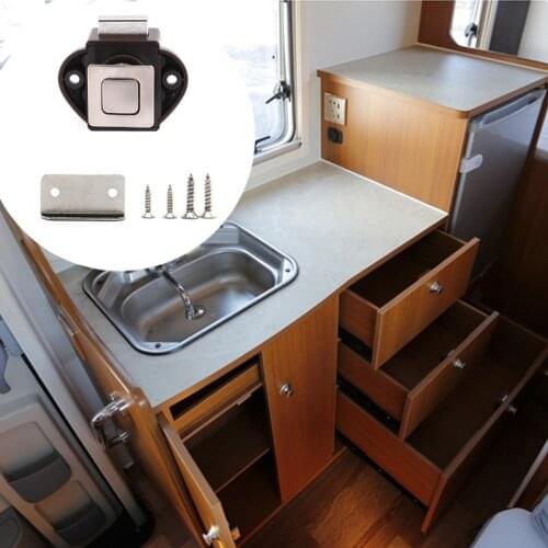 N58C Hidden Push Button Locks RV Cabinet Keyless Push Cupboard Lock ​kit 20mm Mounting Hole for Rv Drawer Cabinet Door