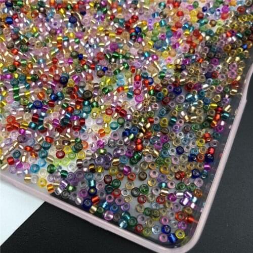 1200pcs/20g/Lot 2mm Top Glass Loose Silver Core Color Seed Spacer Beads Jewelry Making DIY, Women Kids Garment Accessories