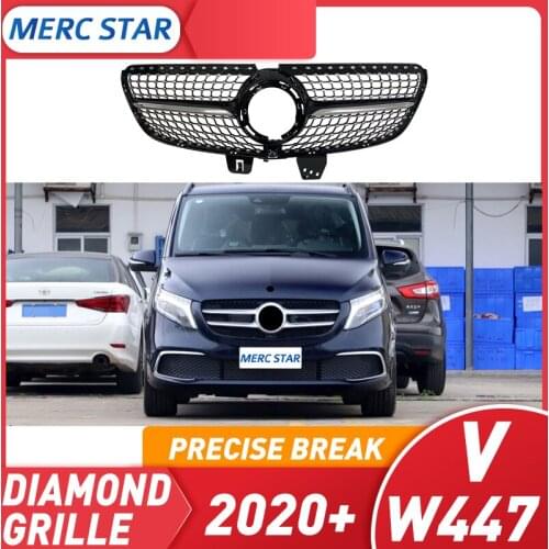 Estilo do carro grade média para v-class w447 v260 v250 abs diamante plástico amortecedor grille C2020-2021