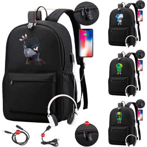 Canvas Waterproof Backpack for Teenage Girl Boys Games Leon USB Anti-theft Laptop Student School Backpack for Men Women Mochilas