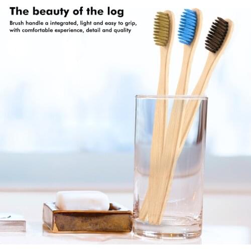 Y&W&F 1PC Eco Friendly Natural Bamboo Toothbrush Charcoal Wooden Tooth Brush with Soft-bristle Dental Oral Tongue Cleaner Brush