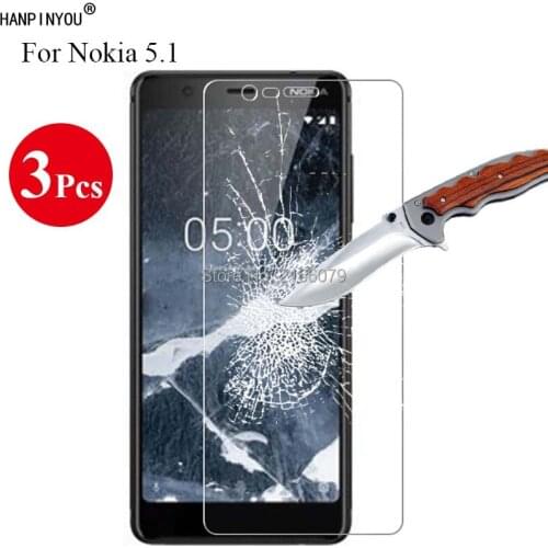3 Pcs/Lot New 9H 2.5D Tempered Glass Screen Protector For Nokia 5.1 (2018) TA-1061 5.5" Protective Film + Clean Tools